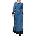 Dual colored Designer Umbrella abaya- French Blue-Navy Blue Dual colored Designer Umbrella abaya- French Blue-Navy Blue